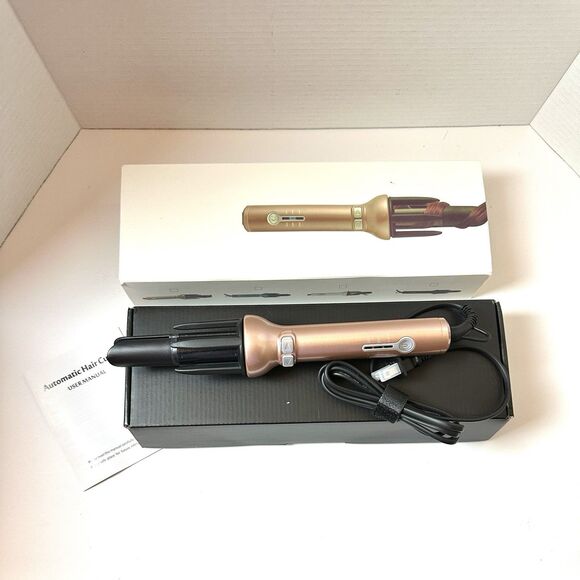 Automatic Hair Curler Rotating Ceramic Wand 360 Barrel Dual Heat Anti Scald - Picture 2 of 8